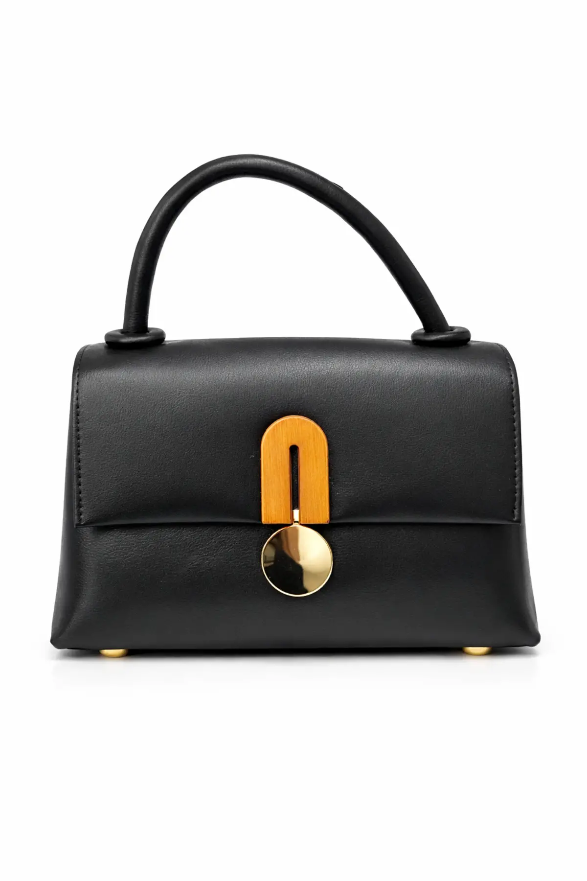 Kadın Ççs Ahşap Detaylı Çift Fermuarlı Çanta