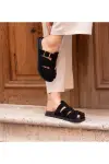 Kadın Tokalı Siyah Terlik