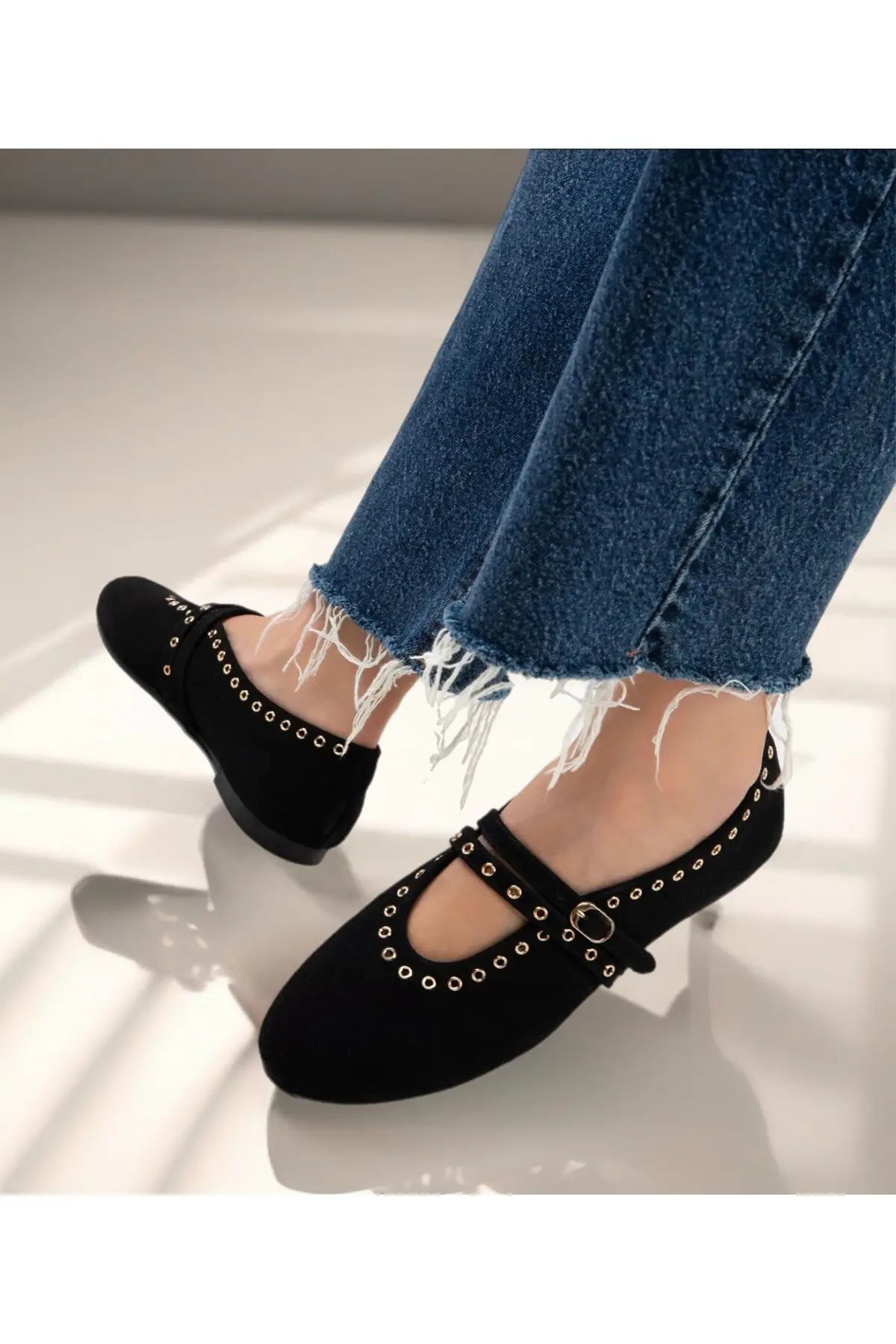 Kadın Zımba Detaylı Süet Babet