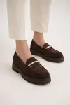 Kadın acı kahve süet loafer